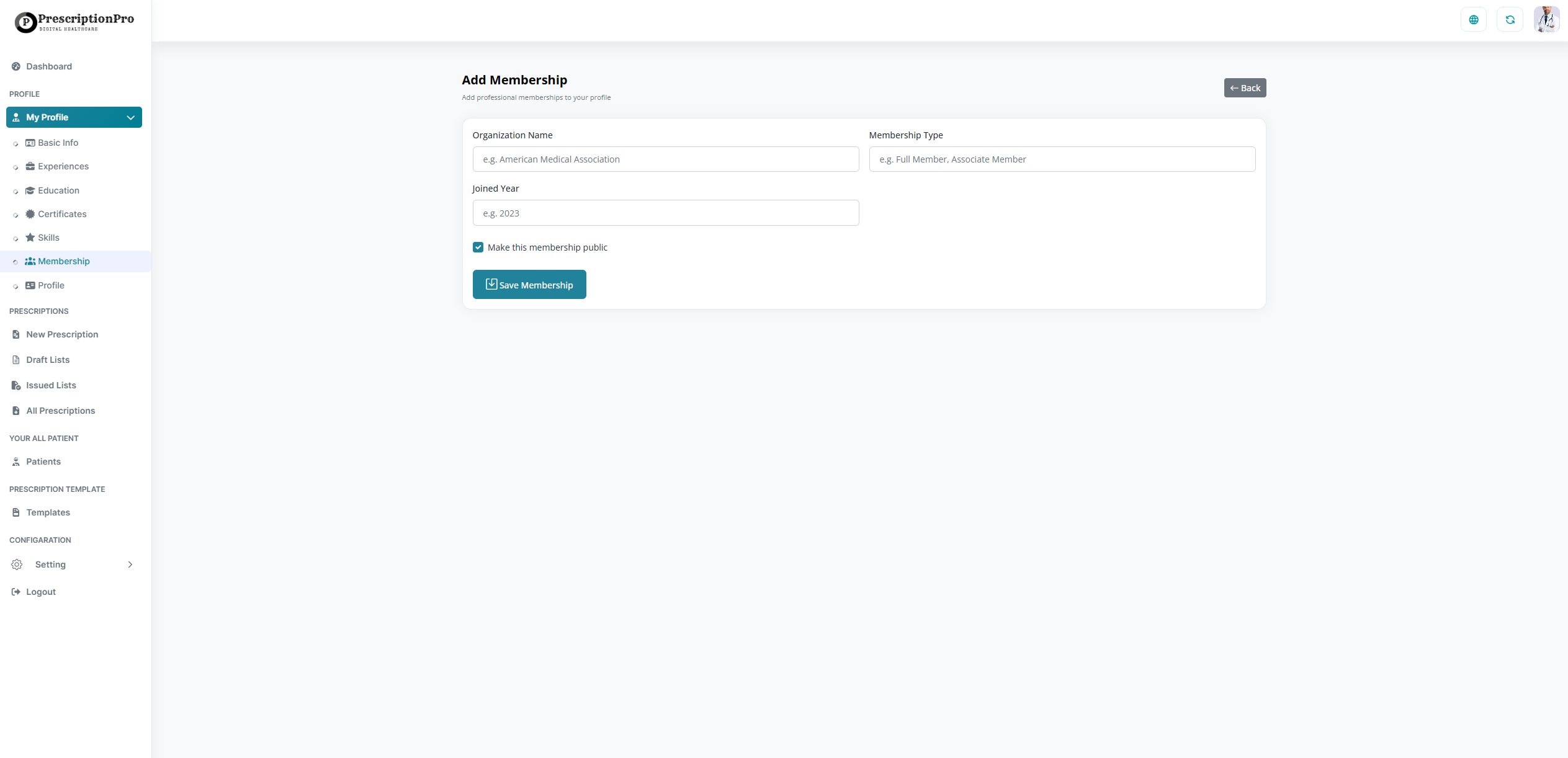 Doctor Profile Example